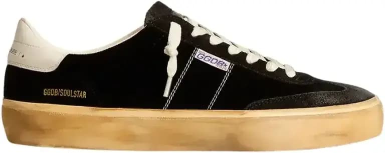 Golden Goose Soul Star — Black Velvet White Leather Heel Tab