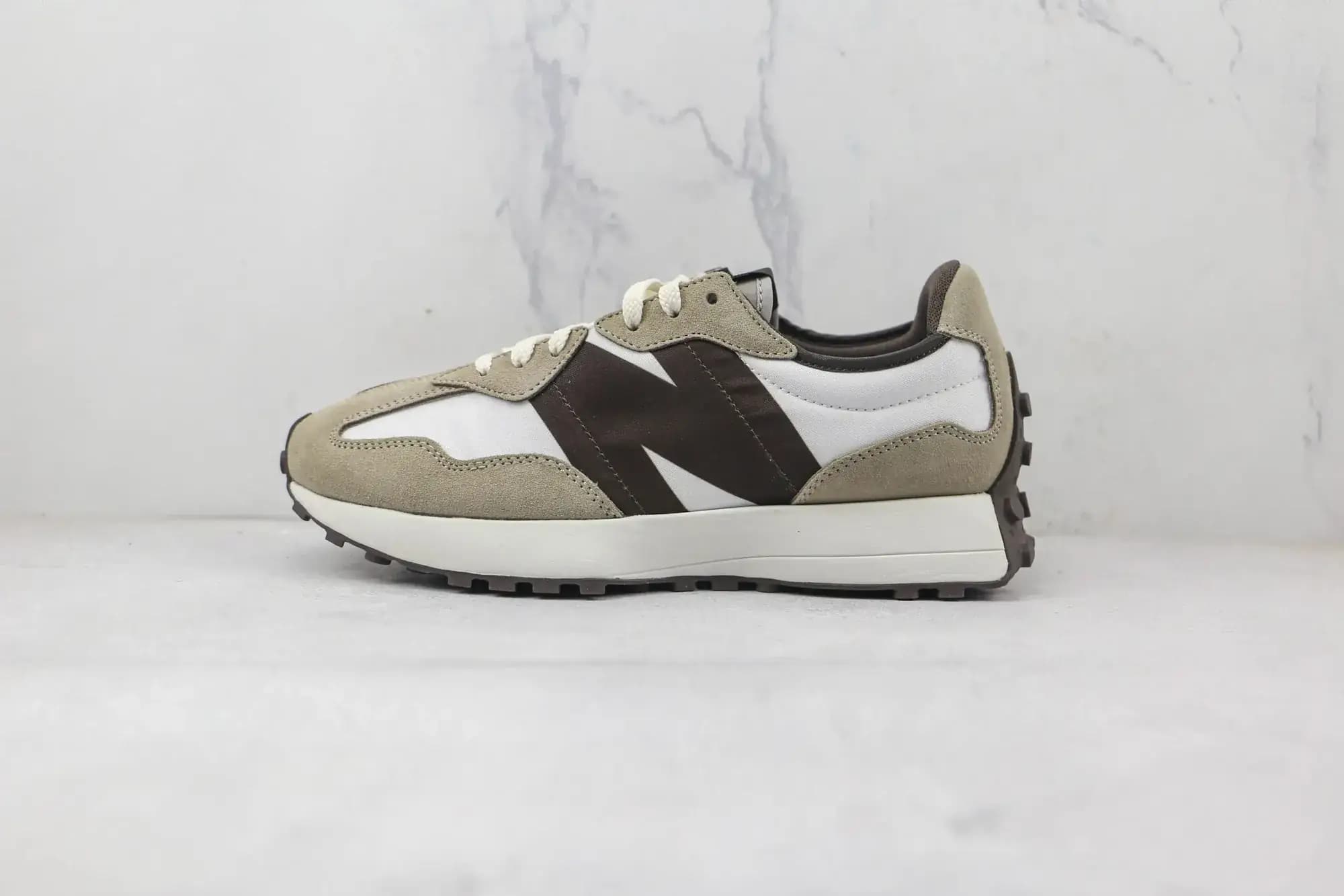 New Balance 327 Sneaker — White & Beige