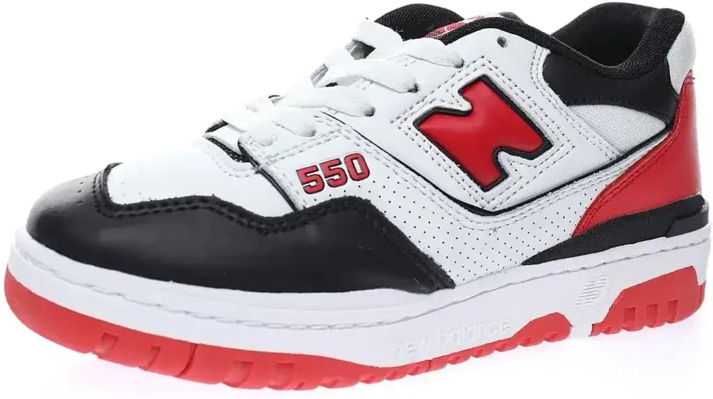 New Balance BB550 Leather — white black red