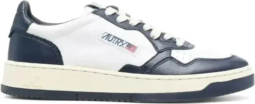 Autry Medalist Leather Low — White Blue