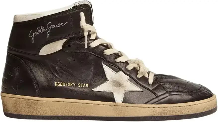 Golden Goose Sky-Star — Black Nappa Leather White Leather Star