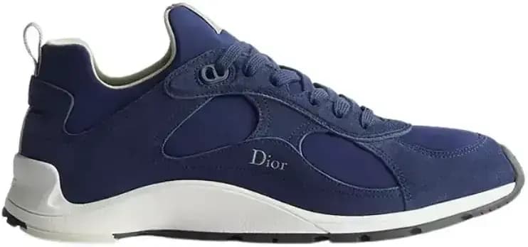 Dior Mile Sneaker — Blue Suede Calfskin Blue Green Neoprene
