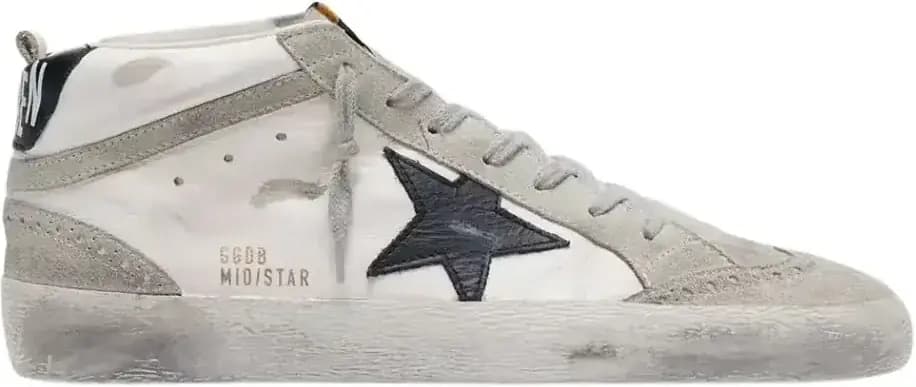 Golden Goose Mid Star — White Black Star