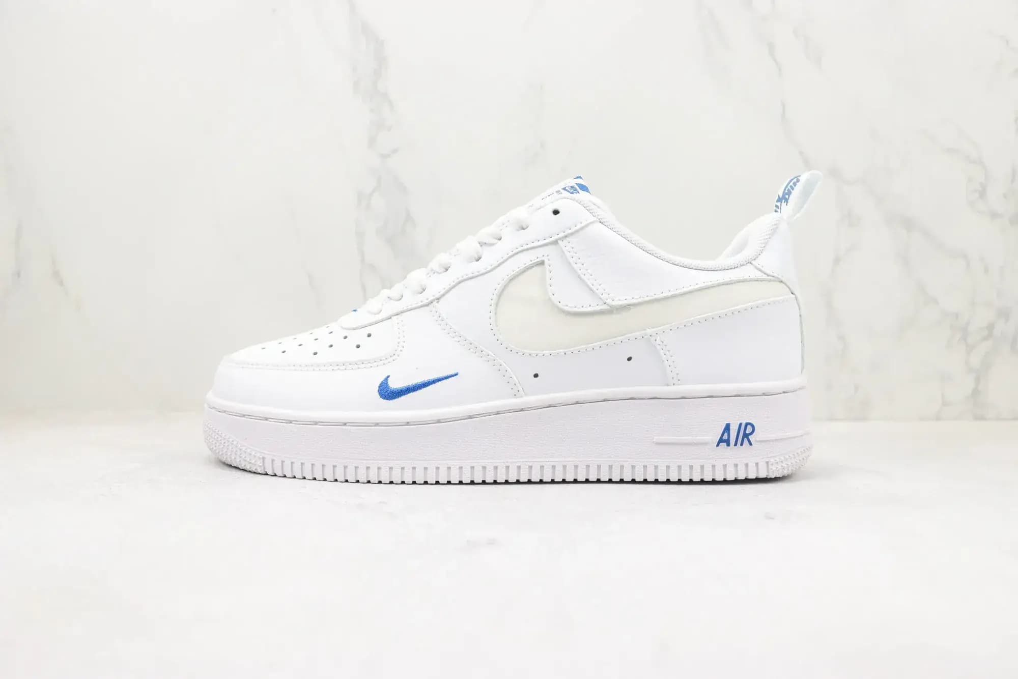 Nike Air Force 1 07 Low — White Blue Logo