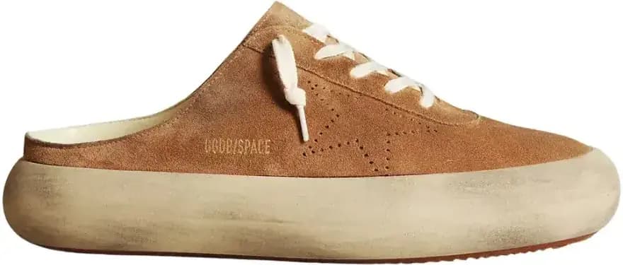 Golden Goose Space-Star Sabots Tobacco Suede Perforated Star