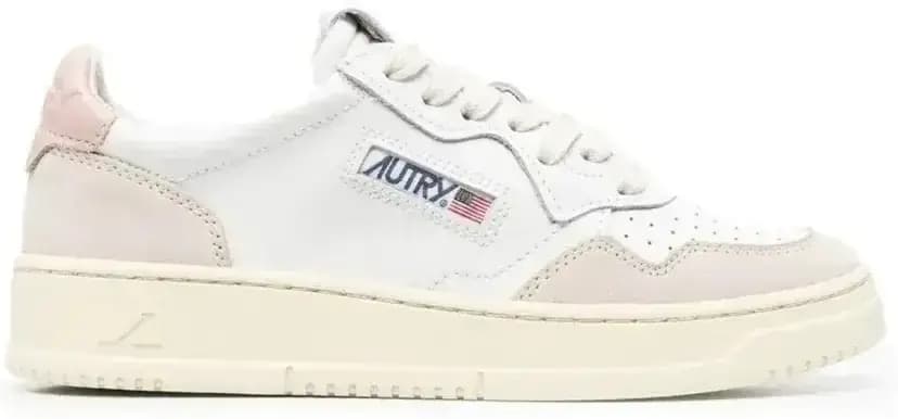 Autry Medalist Leather Low — White Pink