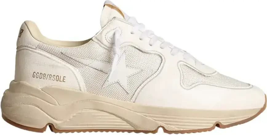 Golden Goose Running Sole Mesh — White Nappa
