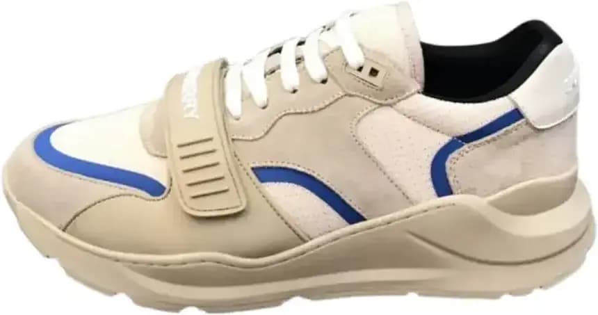 Burberry Ramsey — Beige Suede Canvas Sneakers