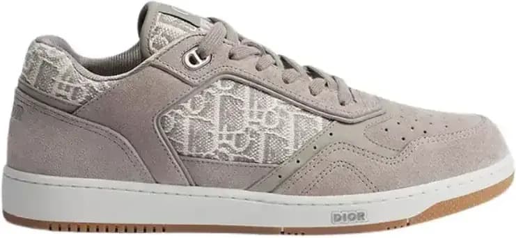 Dior B27 Uptown Low Top Sneaker — Gray Suede Calfskin Gray Oblique Jacquard