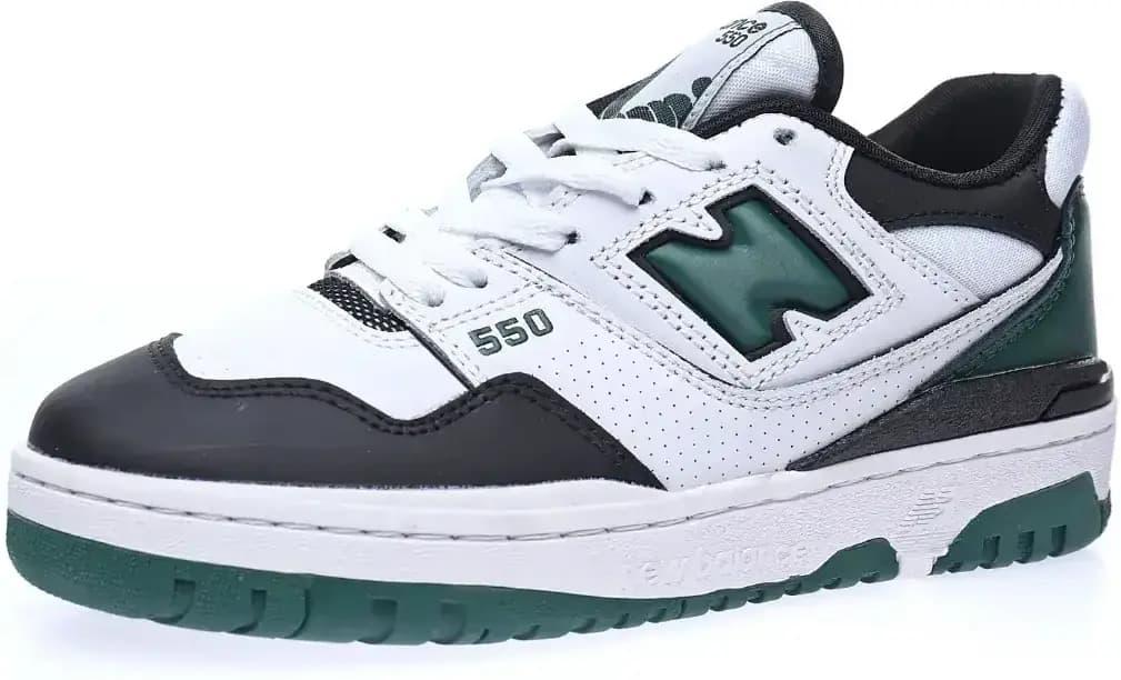 New Balance BB550 Leather — white black dark green