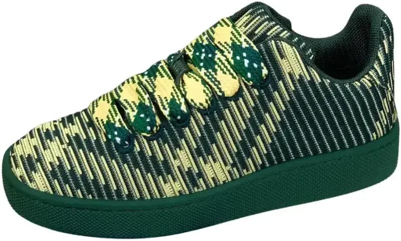 Burberry Check Knit Low Top Sneakers — Green