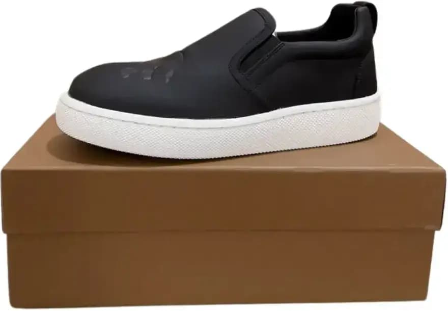 Burberry Leather Slip-On Sneakers — Black