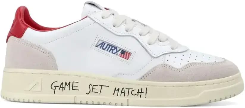 Autry Medalist Leather Low Game Set Match! — White Red