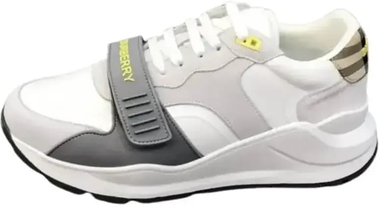Burberry Ramsey Low-Top Sneakers — White Grey Yellow