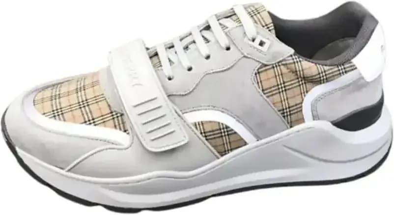 Burberry Ramsey Vintage Check Sneakers — Gray