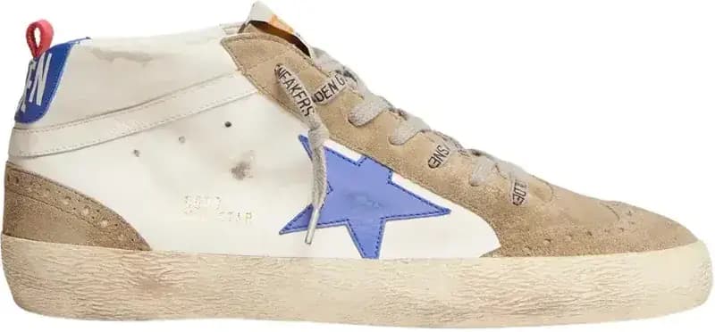 Golden Goose Mid Star — Blue Leather Star