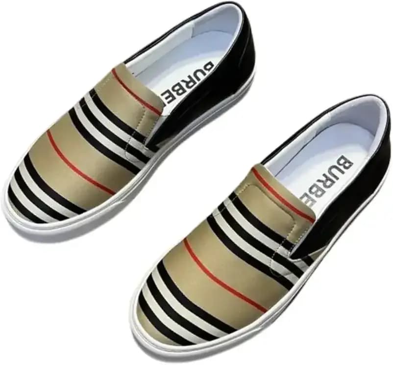 Burberry Beige — Black Icon Stripe Thompson Slip-On Sneakers