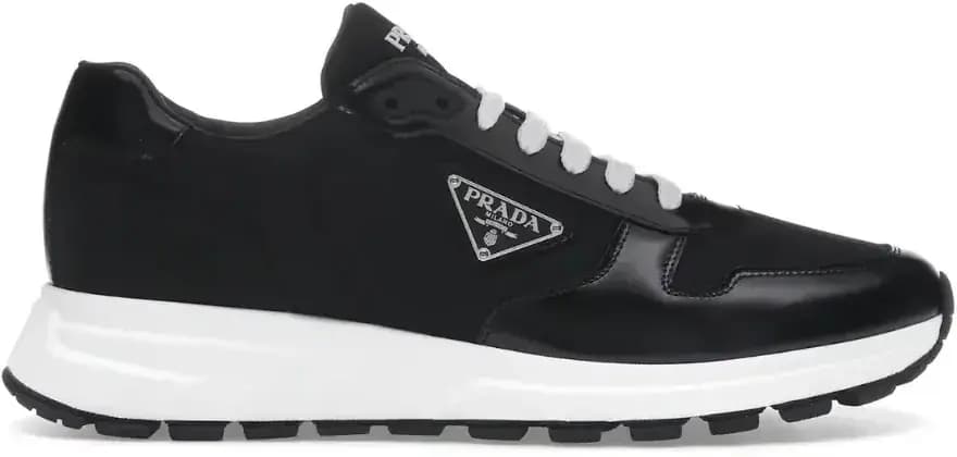 Prada Prax 01 Mixed-Media Sneakers — Black Nylon