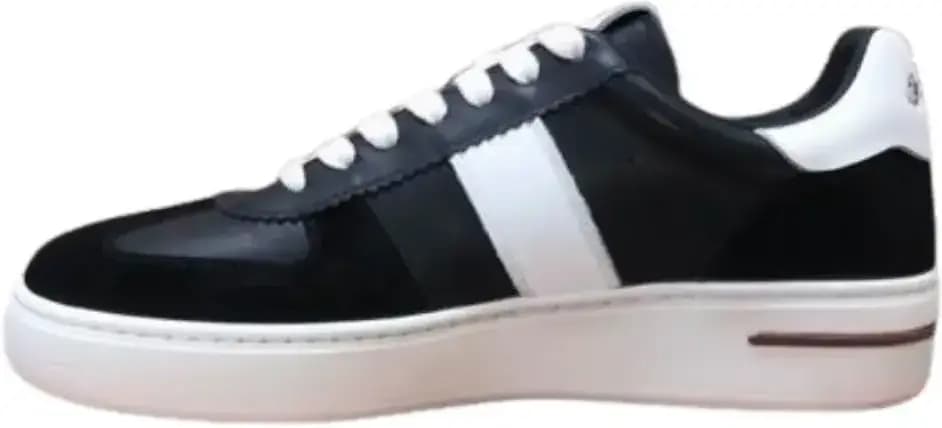 Loro Piana Sneakers Leather — Black With White Stripes