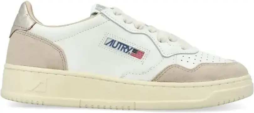 Autry Medalist Leather Low — White Gold Beige