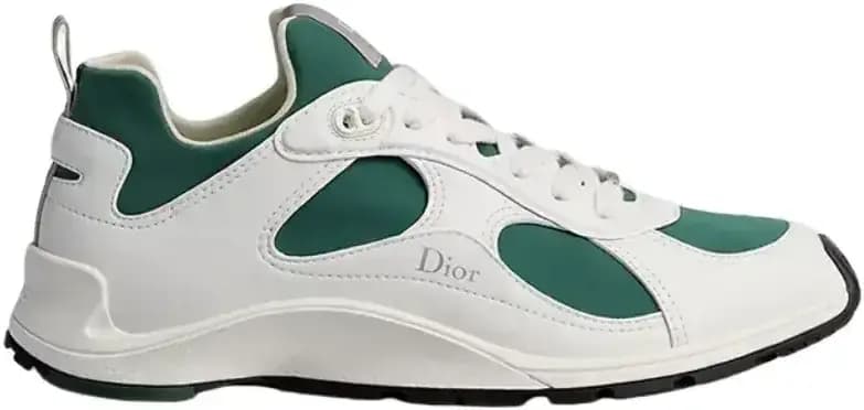 Dior Mile Sneaker — White Smooth Lambskin Cedar Green Neoprene