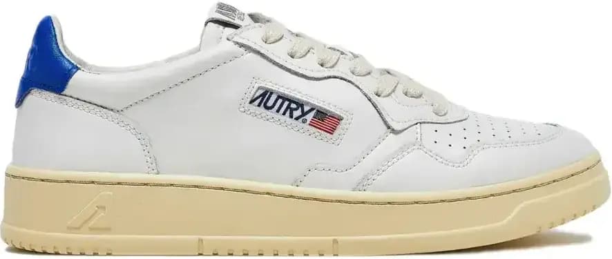 Autry Medalist Leather Low — White Azure