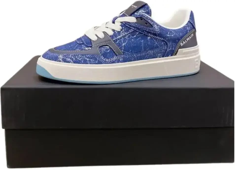 Balmain Sneakers Distinct — Blue Patterned Design
