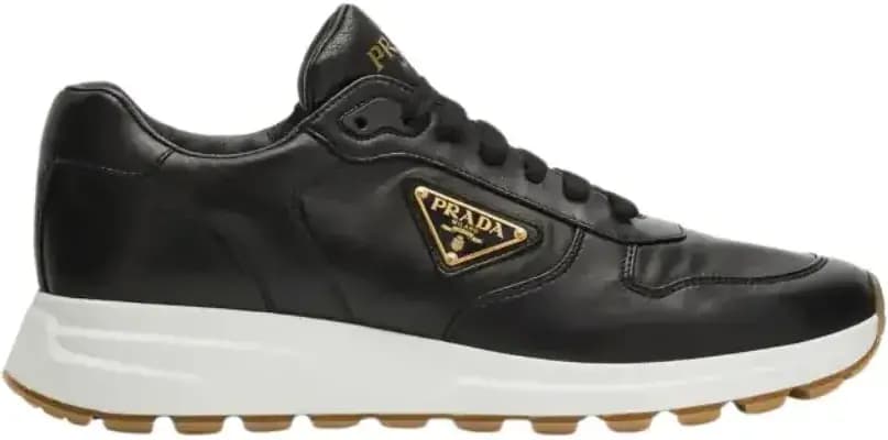 Prada Black Prax 01 Leather Sneakers — Gold Triangle