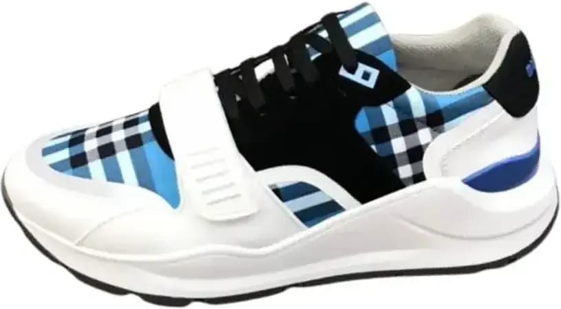 Burberry Ramsey Low-Top Sneakers — Blue Vintage Check