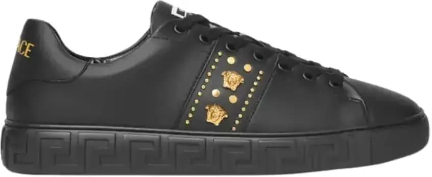 Versace Greca Studded Sneakers — Black