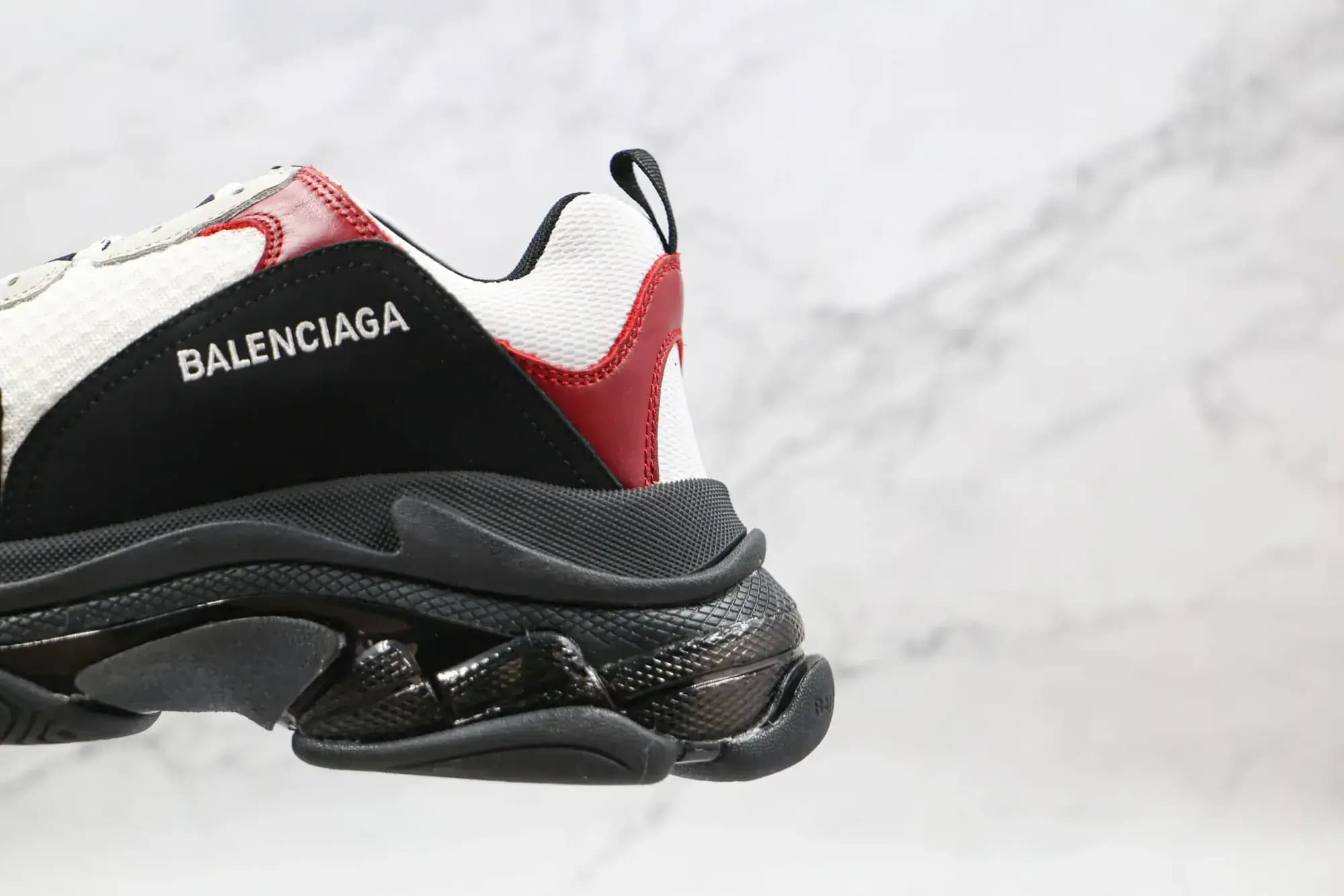 Balenciaga Triple S — Black and white red
