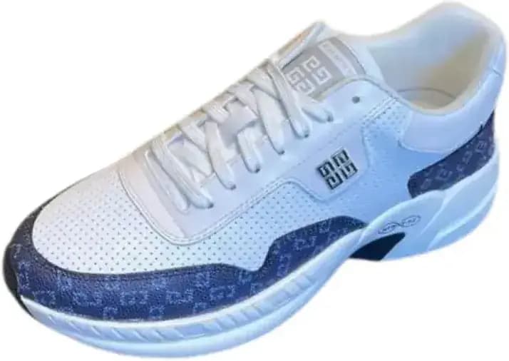 Givenchy White With — Blue Canvas Outline Print Sneakers
