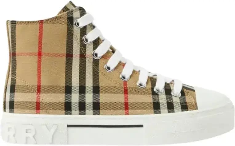 Burberry Vintage Check High-Top Sneakers — White