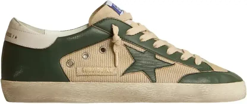 Golden Goose Super-Star — Cream Mesh Green