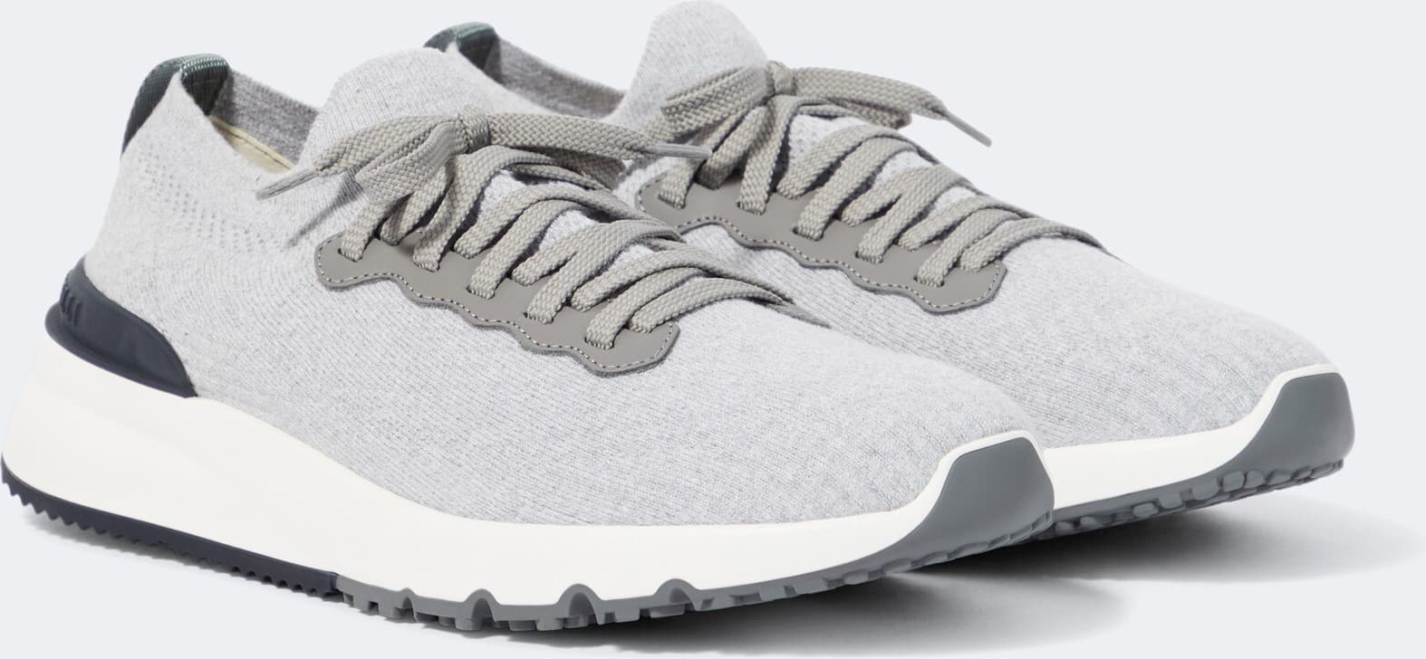 Brunello Cucinelli Strick-Runner mit Lederdetails — Light Grey