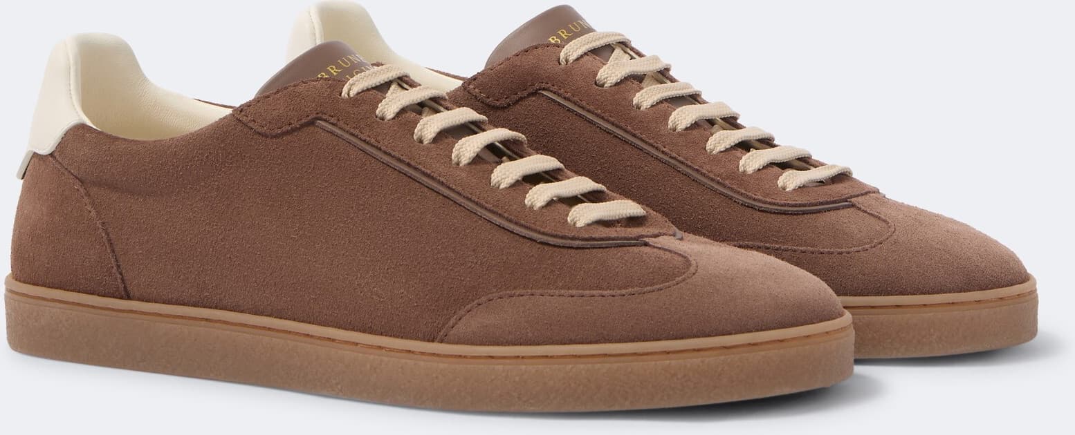Brunello Cucinelli Tennis-Sneaker aus Veloursleder und Leder