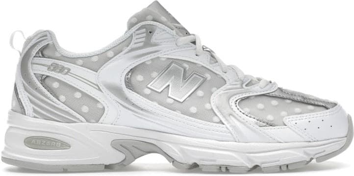 New Balance 530 — Silver Metallic Polka Dots