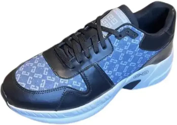 Givenchy Black — Blue With Cyan Blue Canvas Print Sneakers