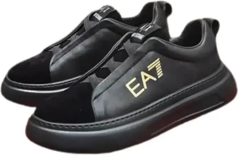 Armani Black EA7 Emporio Sneaker — Gold Logo