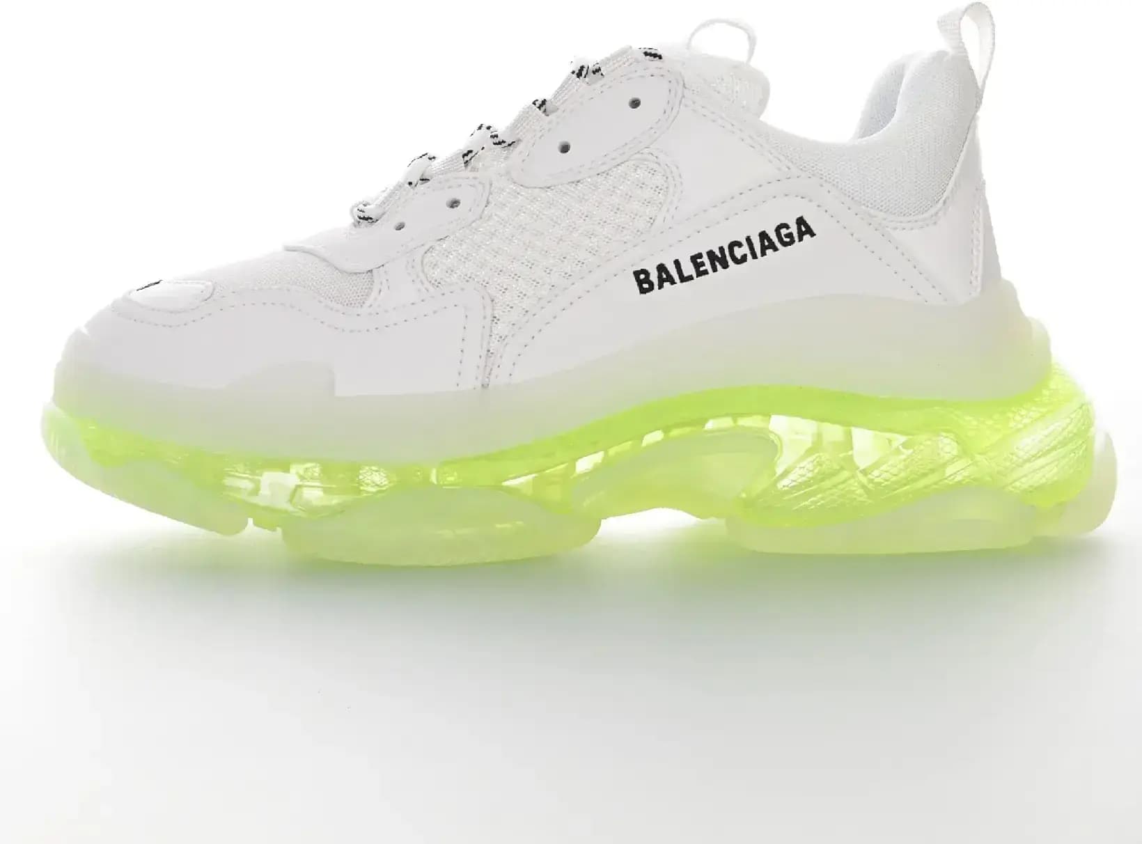 Balenciaga Triple S Transparent air cushion — white black lemon green bottom