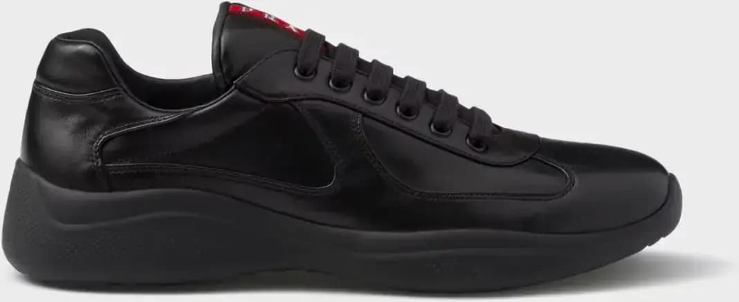 Prada America s Cup Leather Sneakers Monochromatic — Black Colorway