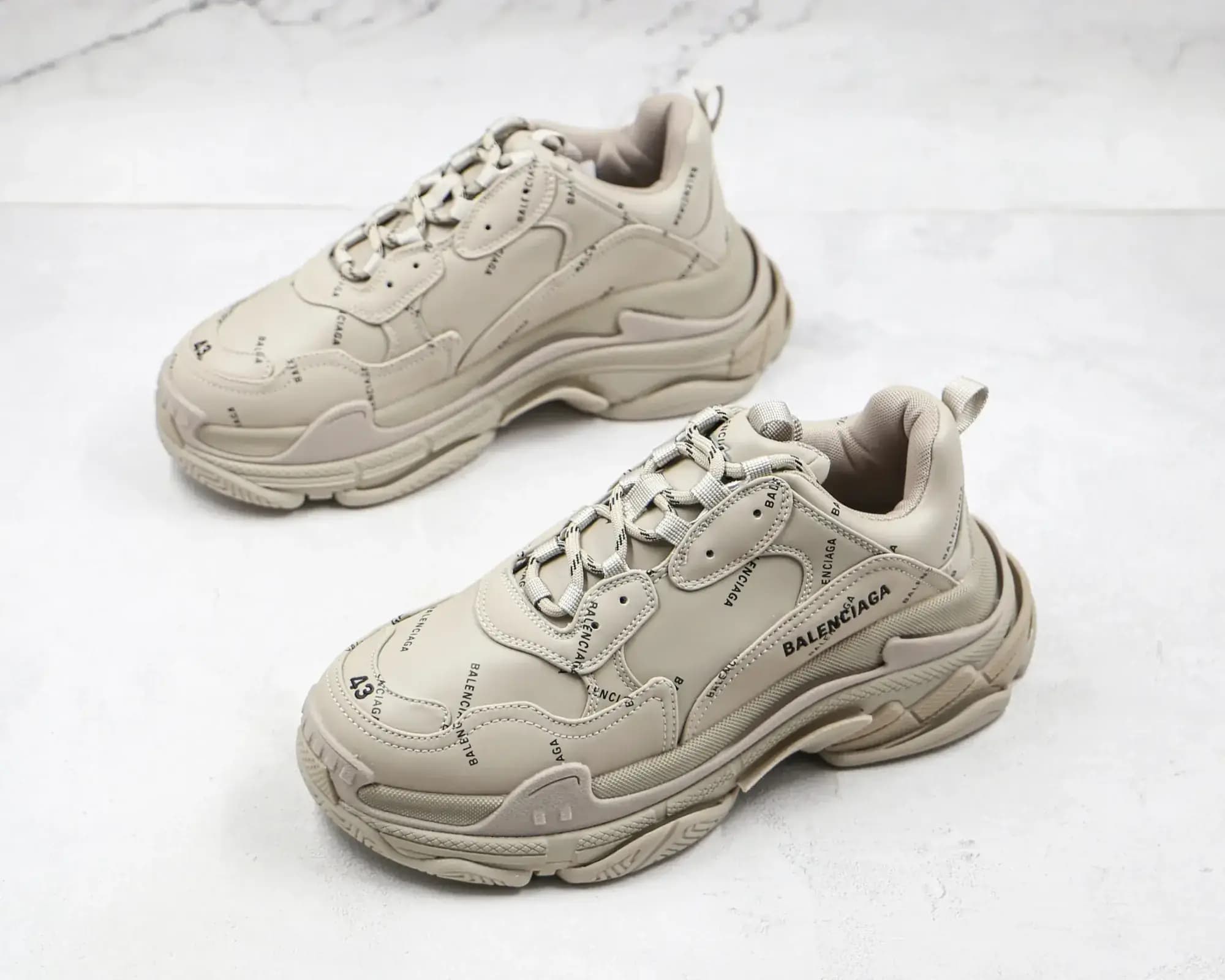 Balenciaga Triple — BEIGE BLACK LOGO