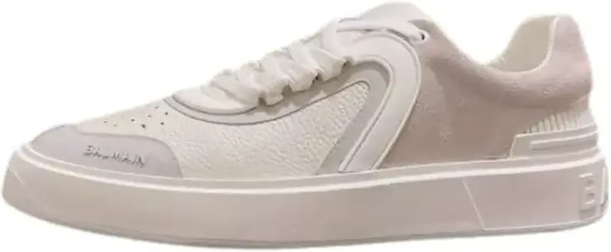 Balmain B Skate Low Top Sneakers — White Leather And Suede