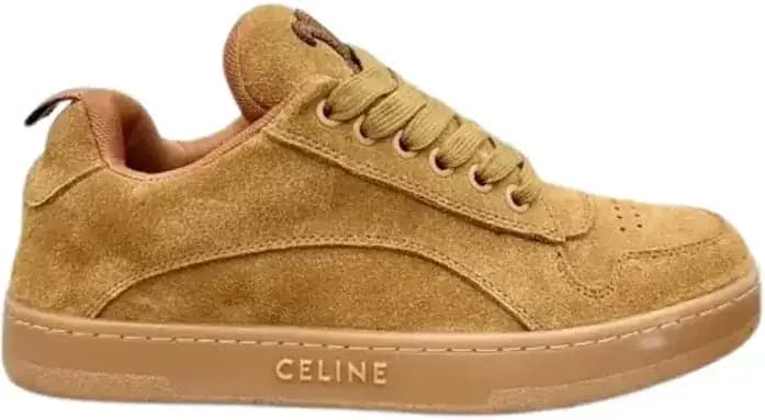Celine Huntington Low Lace Up Sneakers — Brown