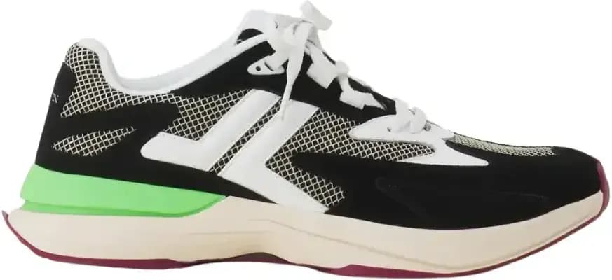 Lanvin Jla Mesh-Panel Leather Sneakers — Black Green