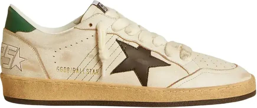 Golden Goose Ball Star — Black Leather Star Green Leather Heel Tab